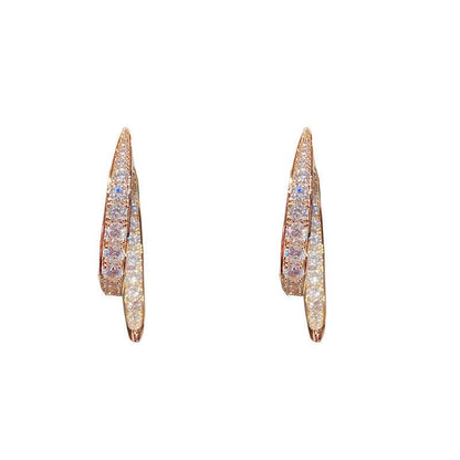 Design Sense Diamond-set Crossover Earrings On The Front And Back-Jewearrings