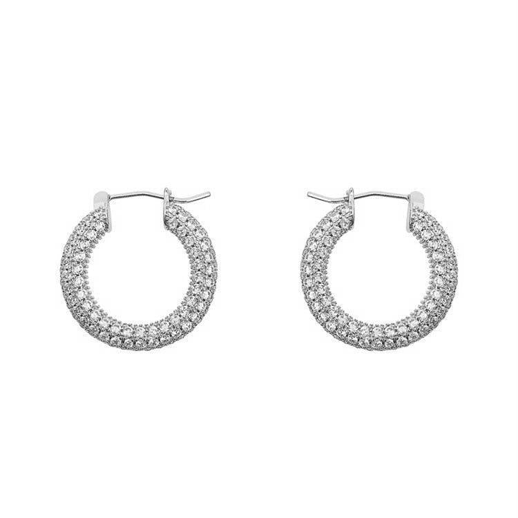 Design Sense Micro Rhinestone Geometric Hoop Earrings-Jewearrings