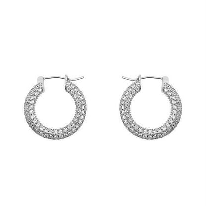 Design Sense Micro Rhinestone Geometric Hoop Earrings-Jewearrings