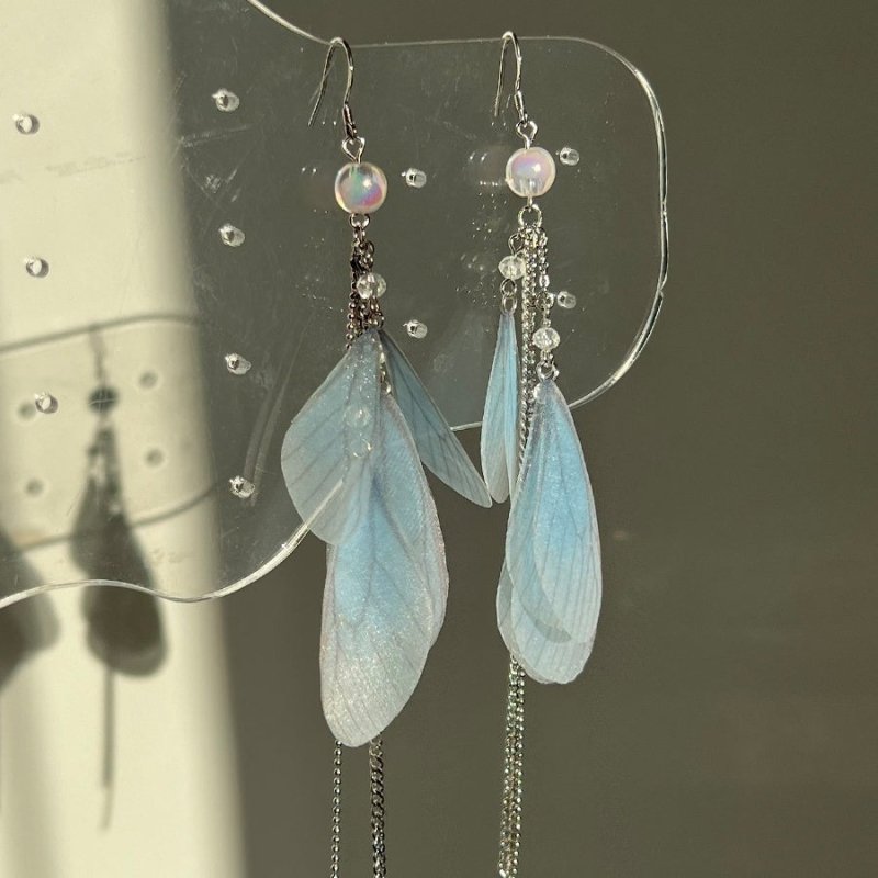 Design Super Fairy Butterfly Dragonfly Wings Long Tassel Earrings-Jewearrings