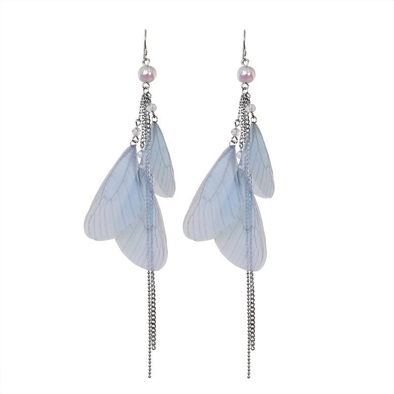 Design Super Fairy Butterfly Dragonfly Wings Long Tassel Earrings-Jewearrings