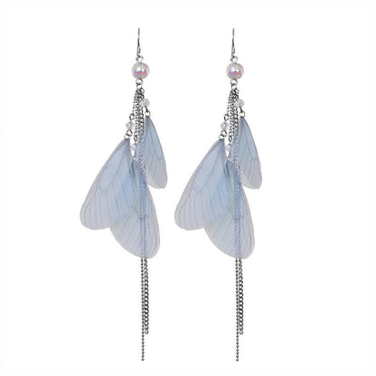 Design Super Fairy Butterfly Dragonfly Wings Long Tassel Earrings-Jewearrings