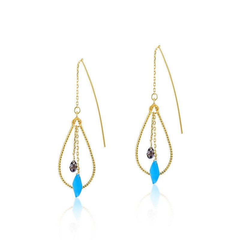 Detachable geometric light blue earrings-Jewearrings