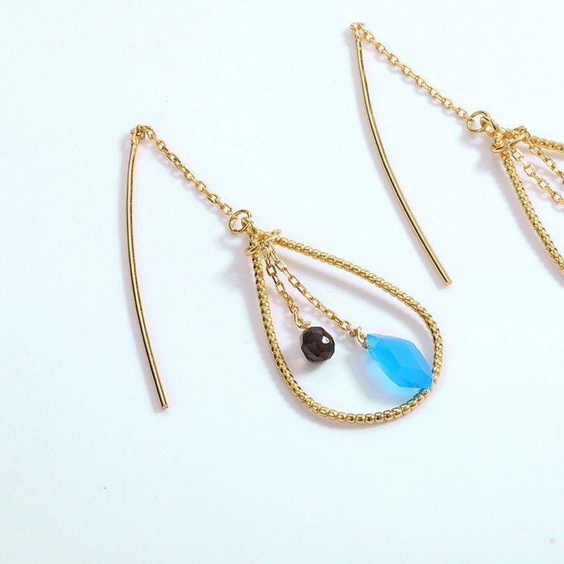 Detachable geometric light blue earrings-Jewearrings