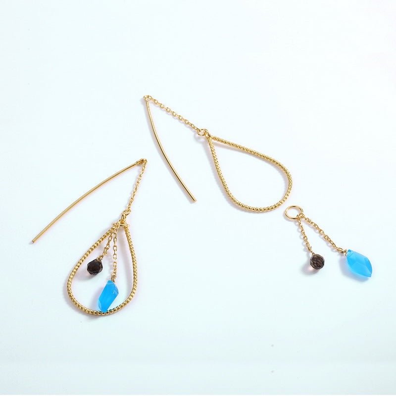 Detachable geometric light blue earrings-Jewearrings