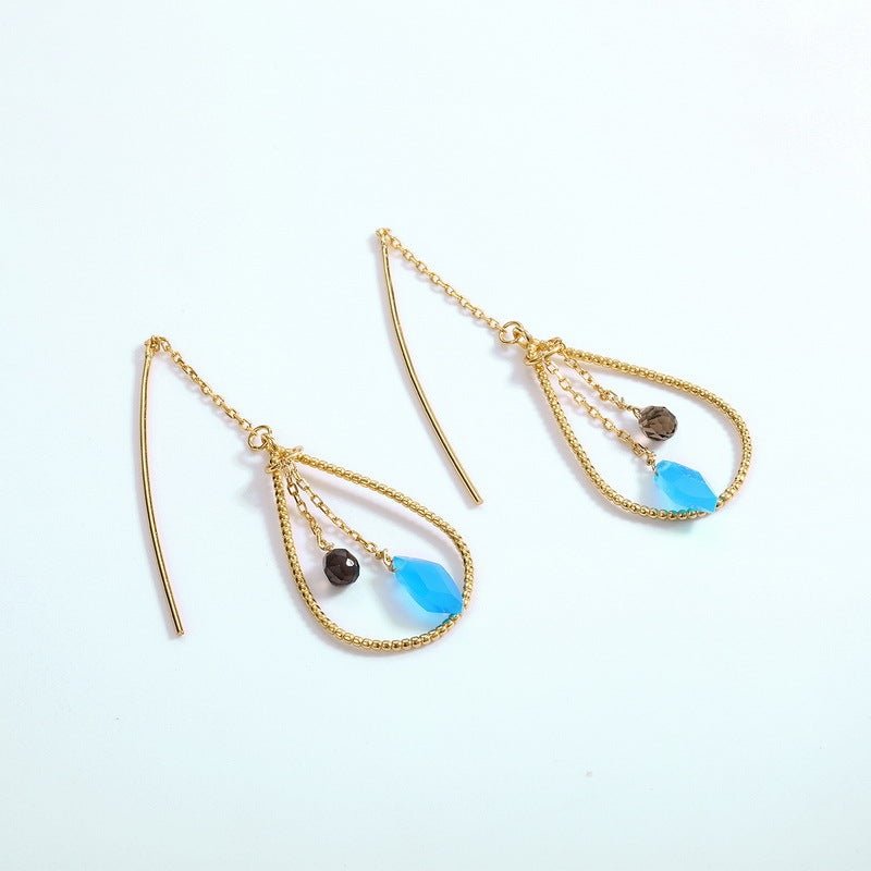 Detachable geometric light blue earrings-Jewearrings