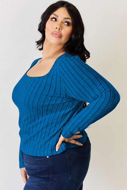 Basic Bae Full Size Ribbed Long Sleeve T-Shirt-Jewearrings