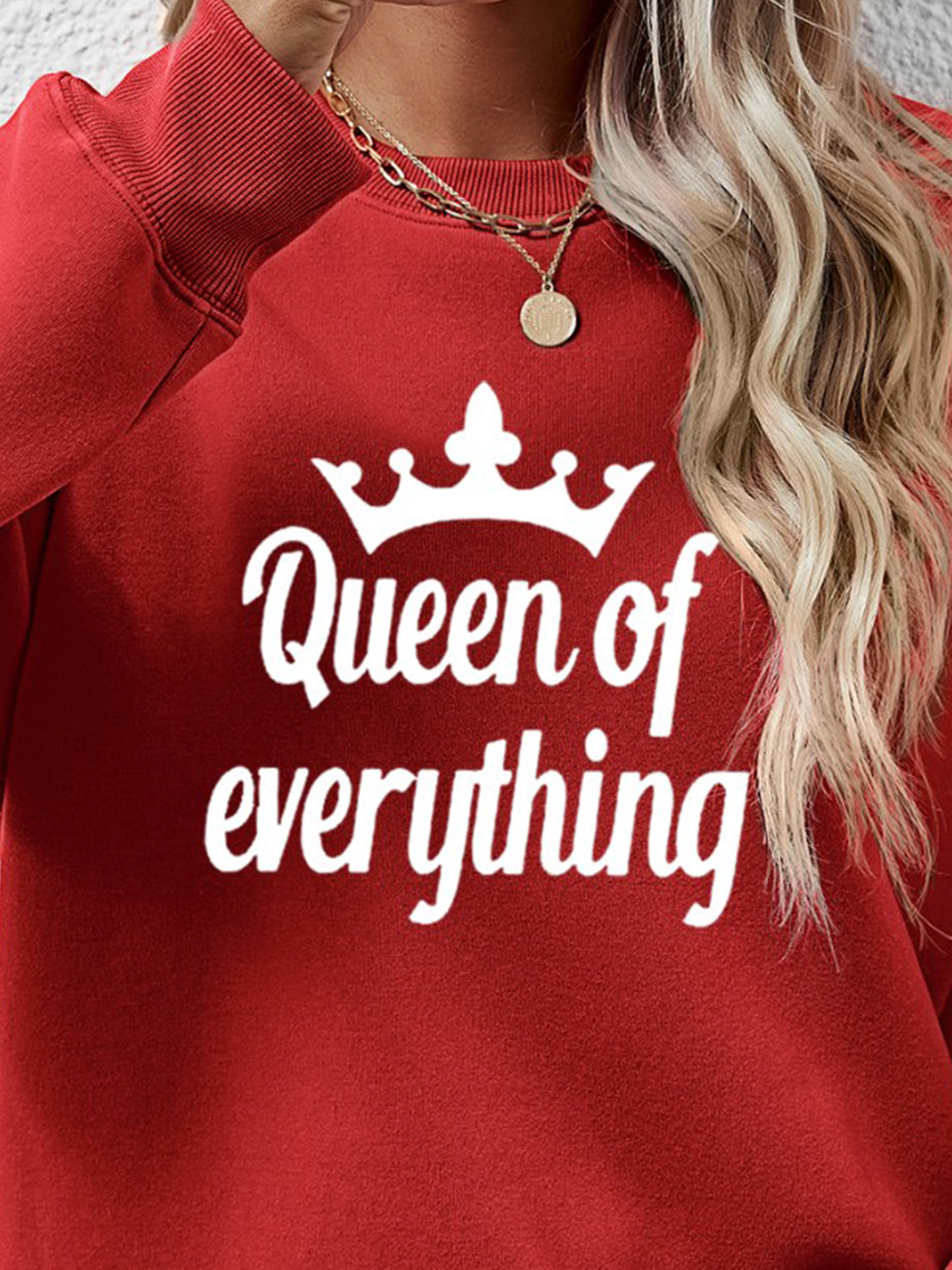 QUEEN OF EVERYTHING Round Neck Sweatshirt-Jewearrings