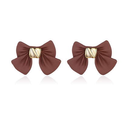 Fashion Trend Earrings Simple Personality Metal Texture Earrings Bow-Jewearrings