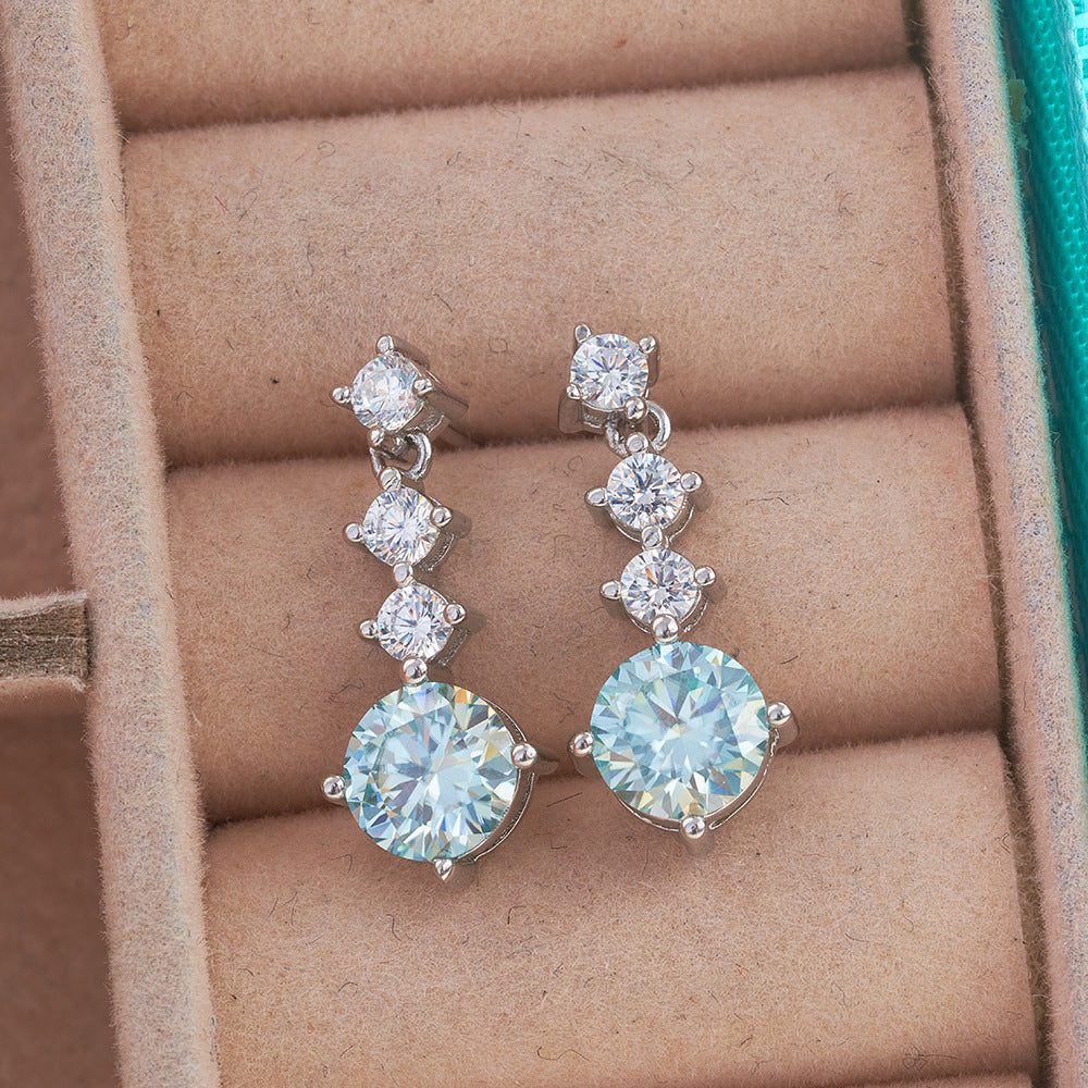 Fashion Stud Earrings Female Color Moissanite-Jewearrings