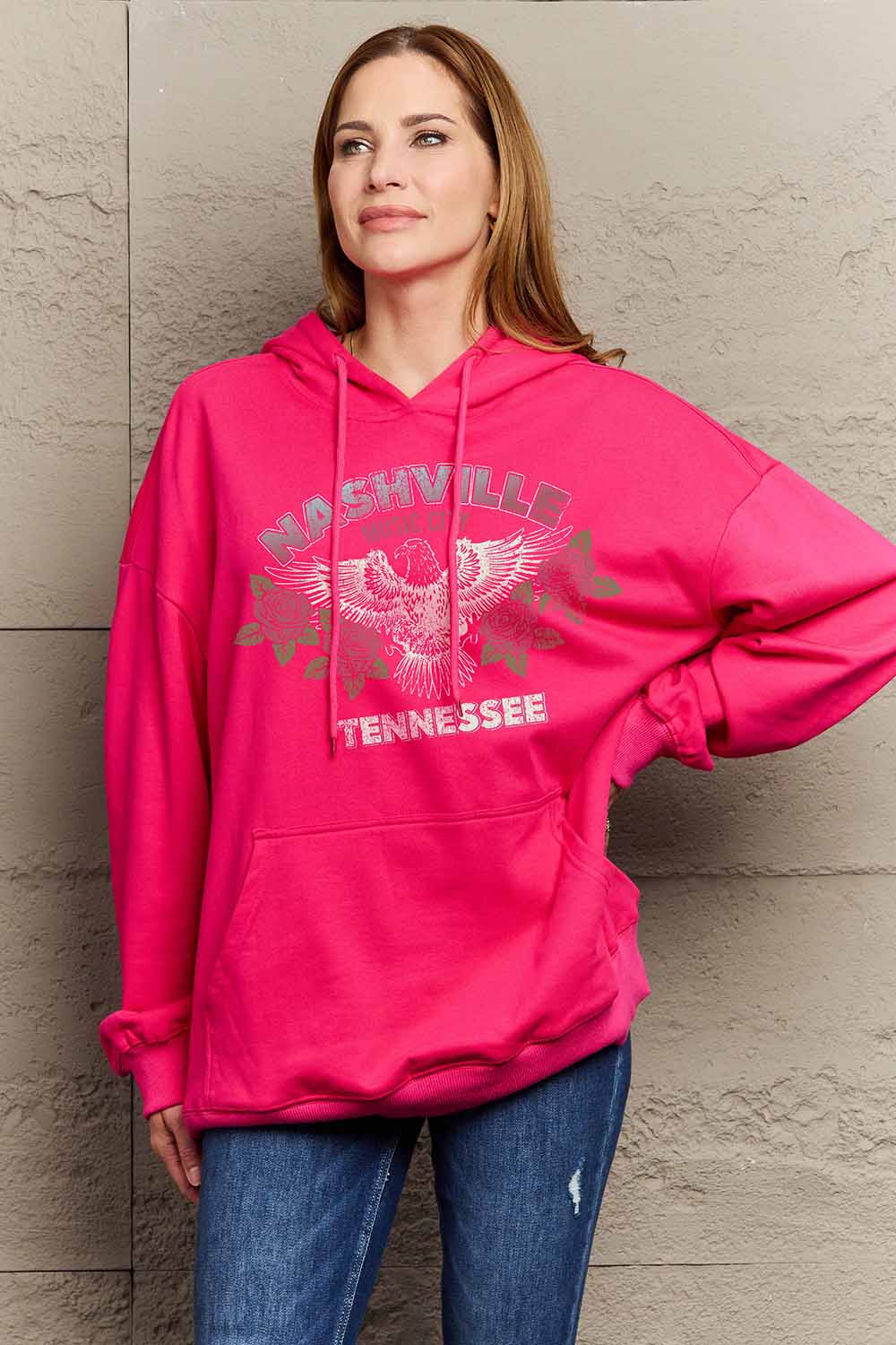 Simply Love Full Size NASHVILLE TENNESSEE Graphic Hoodie-Jewearrings