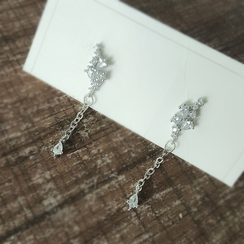 925 Silver Stud Earrings Simple Fashion Smart Water Drop Branches And Leaves-Jewearrings