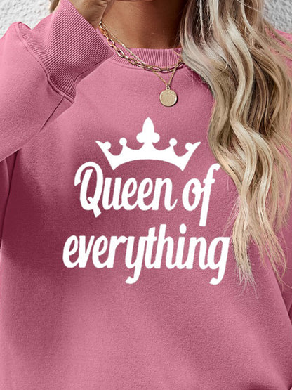 QUEEN OF EVERYTHING Round Neck Sweatshirt-Jewearrings