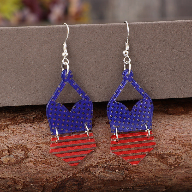 US Flag Pattern Acrylic Earrings-Jewearrings