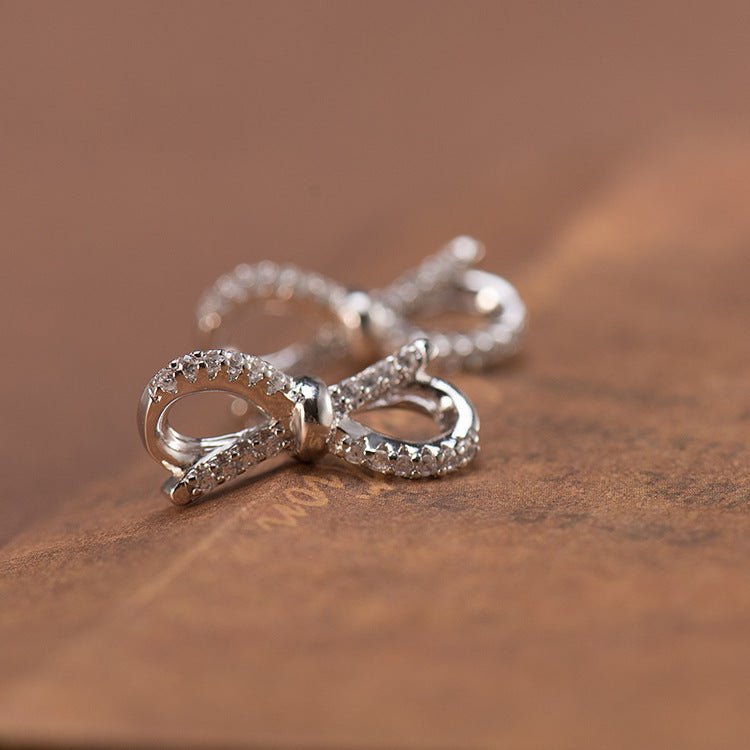 Diamond bow earrings-Jewearrings