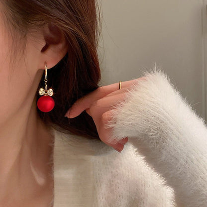 Diamond Bowknot Pearl Earrings Dongdaemun Fashion-Jewearrings