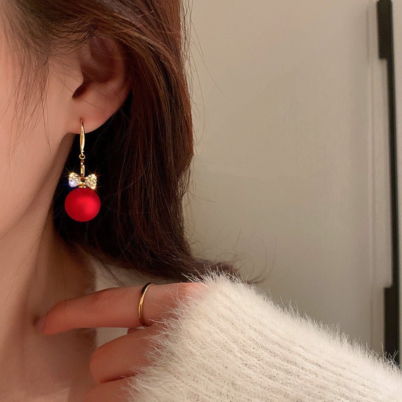 Diamond Bowknot Pearl Earrings Dongdaemun Fashion-Jewearrings