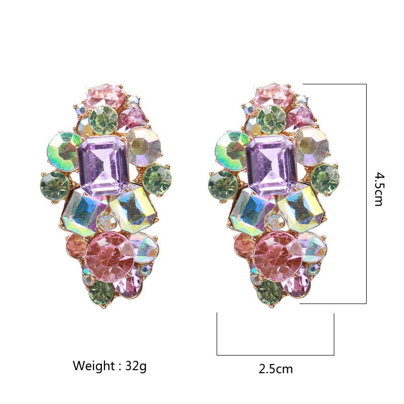 Diamond Colored Glass Stud Earrings-Jewearrings