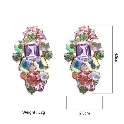 Diamond Colored Glass Stud Earrings-Jewearrings