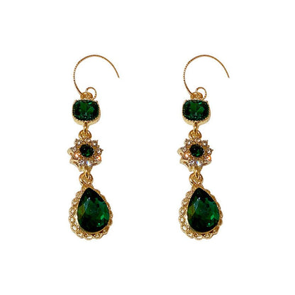 Diamond Emerald Ear Hook Earrings-Jewearrings