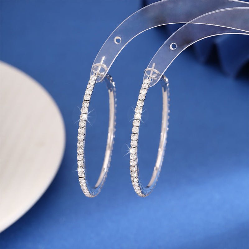 Diamond Exaggerated Large Hoop Earrings Women's Retro-Jewearrings