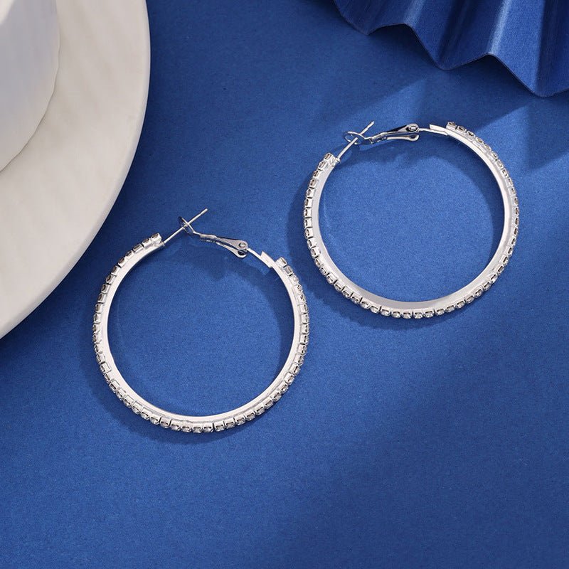 Diamond Exaggerated Large Hoop Earrings Women's Retro-Jewearrings