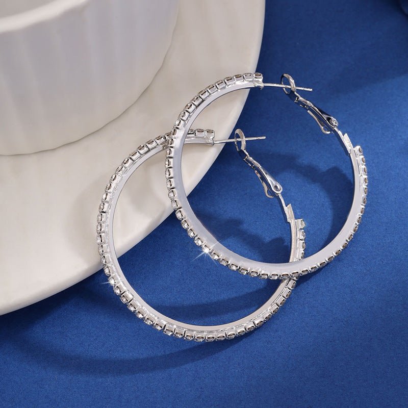 Diamond Exaggerated Large Hoop Earrings Women's Retro-Jewearrings