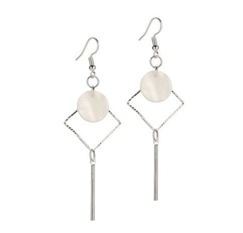 Diamond geometry minimalism natural shell Korean earrings-Jewearrings