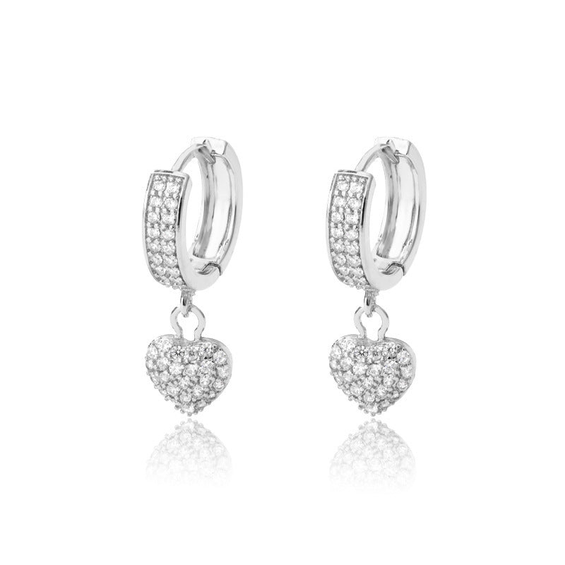 Diamond Heart Jewelry Women's Stud Earrings-Jewearrings