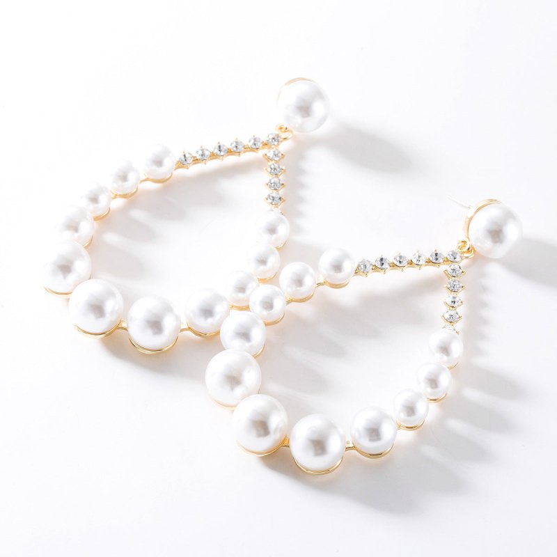 Diamond imitation pearl earrings-Jewearrings