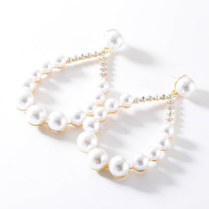 Diamond imitation pearl earrings-Jewearrings