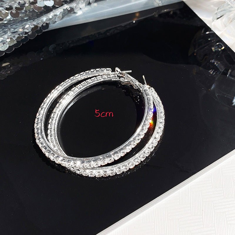 Diamond Large Hoop Earrings Exaggerated Personalized-Jewearrings