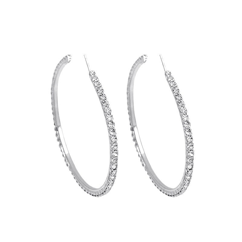 Diamond Large Hoop Earrings Exaggerated Personalized-Jewearrings