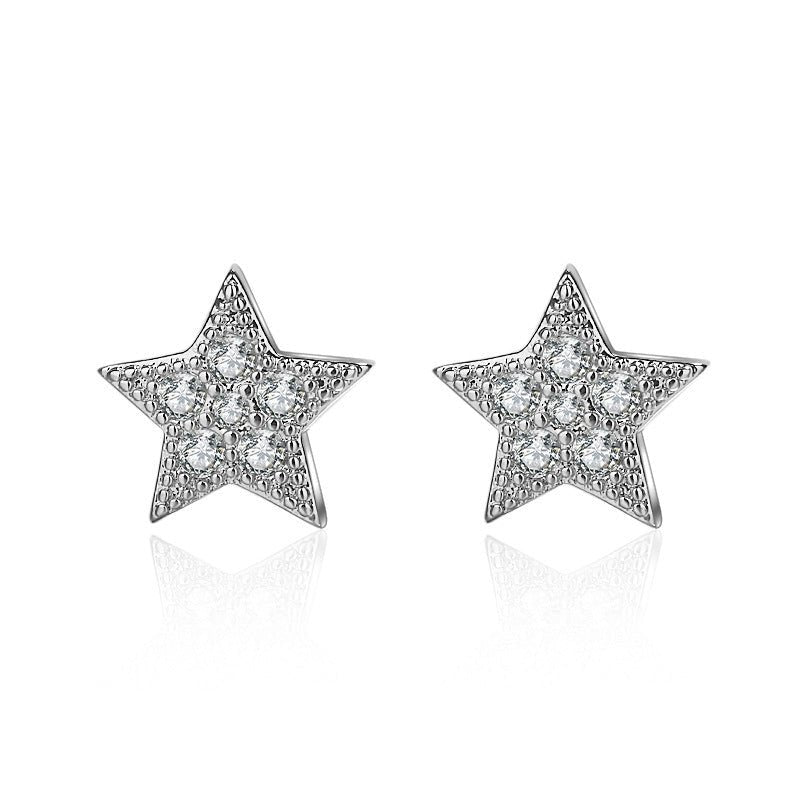 Diamond Little Star Stud Earrings Japanese And Korean Fashion Trend Christmas Stud Earrings-Jewearrings