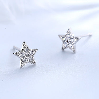 Diamond Little Star Stud Earrings Japanese And Korean Fashion Trend Christmas Stud Earrings-Jewearrings