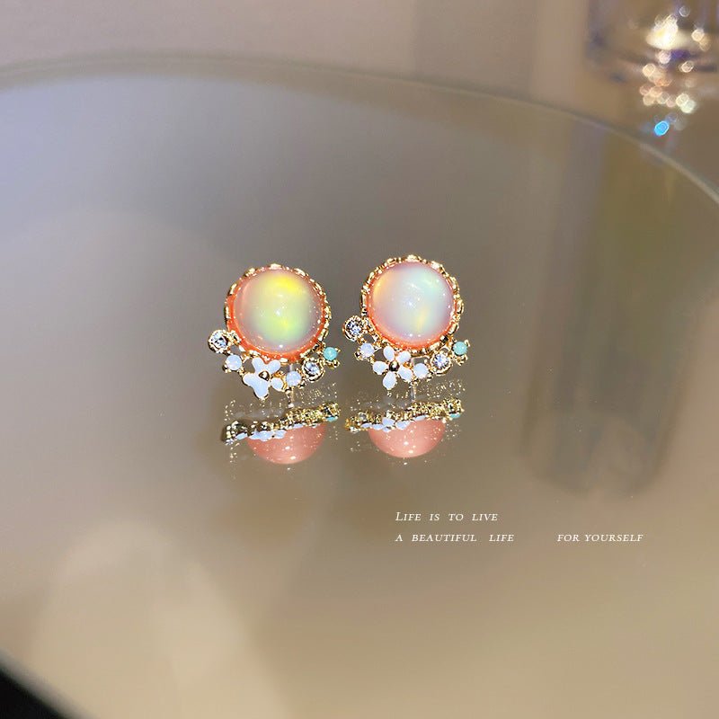 Diamond Opal Flower Country Style Earrings-Jewearrings