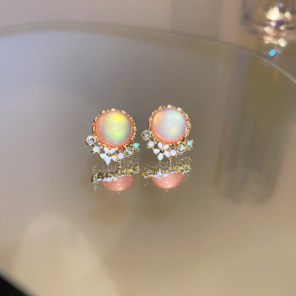 Diamond Opal Flower Country Style Earrings-Jewearrings