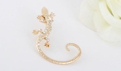 Diamond Punk Exaggerated Lizard Gecko Ear Hanging Earrings-Jewearrings