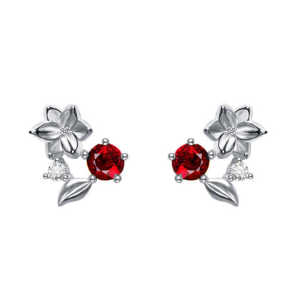 Diamond Ruby Cherry Stud Earrings-Jewearrings