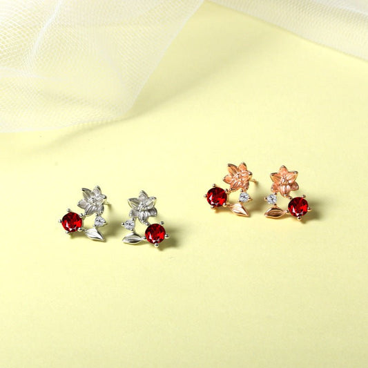 Diamond Ruby Cherry Stud Earrings-Jewearrings