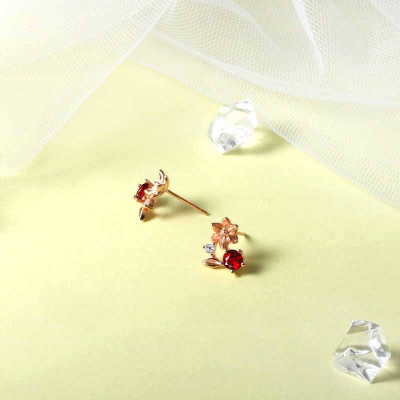 Diamond Ruby Cherry Stud Earrings-Jewearrings