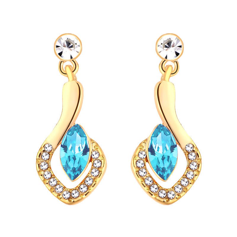 Diamond-shaped Horse Eye Crystal Stud Earrings Fashion All-match-Jewearrings