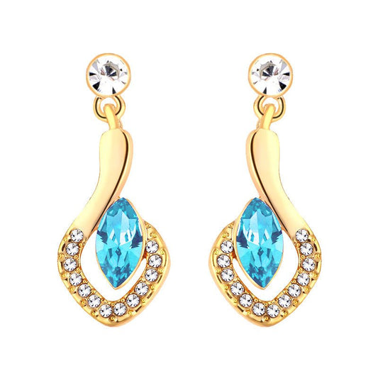 Diamond-shaped Horse Eye Crystal Stud Earrings Fashion All-match-Jewearrings