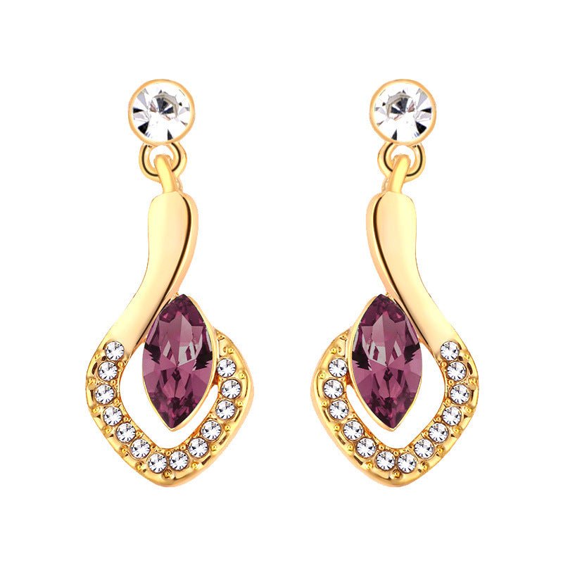 Diamond-shaped Horse Eye Crystal Stud Earrings Fashion All-match-Jewearrings