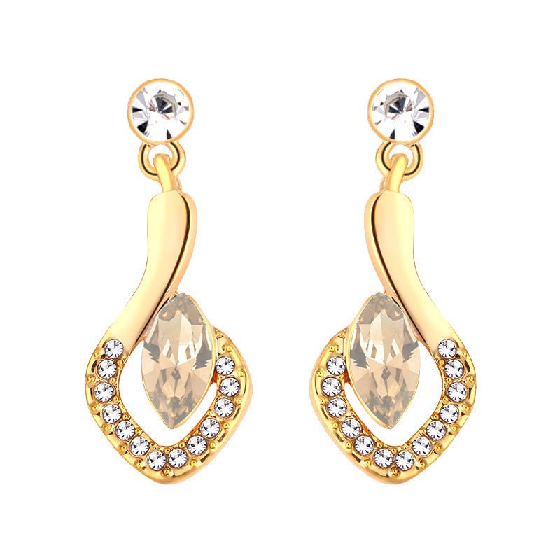 Diamond-shaped Horse Eye Crystal Stud Earrings Fashion All-match-Jewearrings