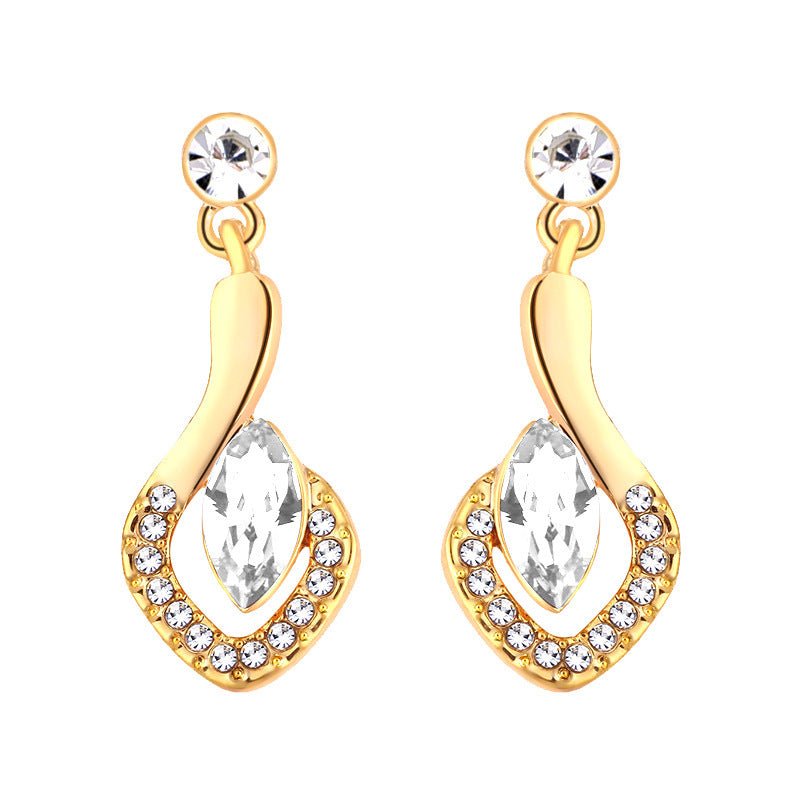 Diamond-shaped Horse Eye Crystal Stud Earrings Fashion All-match-Jewearrings