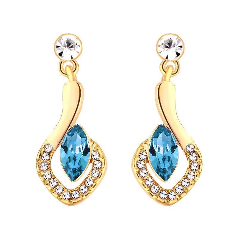 Diamond-shaped Horse Eye Crystal Stud Earrings Fashion All-match-Jewearrings