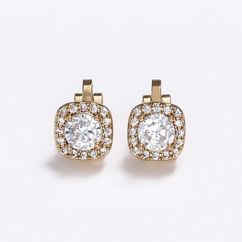 Diamond Square Gold-plated Earrings Women's Simple Temperament Without Pierced Ear Clips-Jewearrings