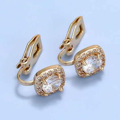 Diamond Square Gold-plated Earrings Women's Simple Temperament Without Pierced Ear Clips-Jewearrings