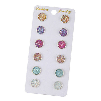 Diamond Stud Earrings 6 Pairs Combination Set Cycle Stud Earrings High-end Fashion Hot Selling Ear Rings-Jewearrings